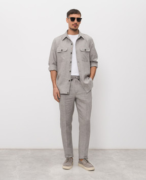 ISAIA Сіра сорочка з льону і вовни OSH00992297