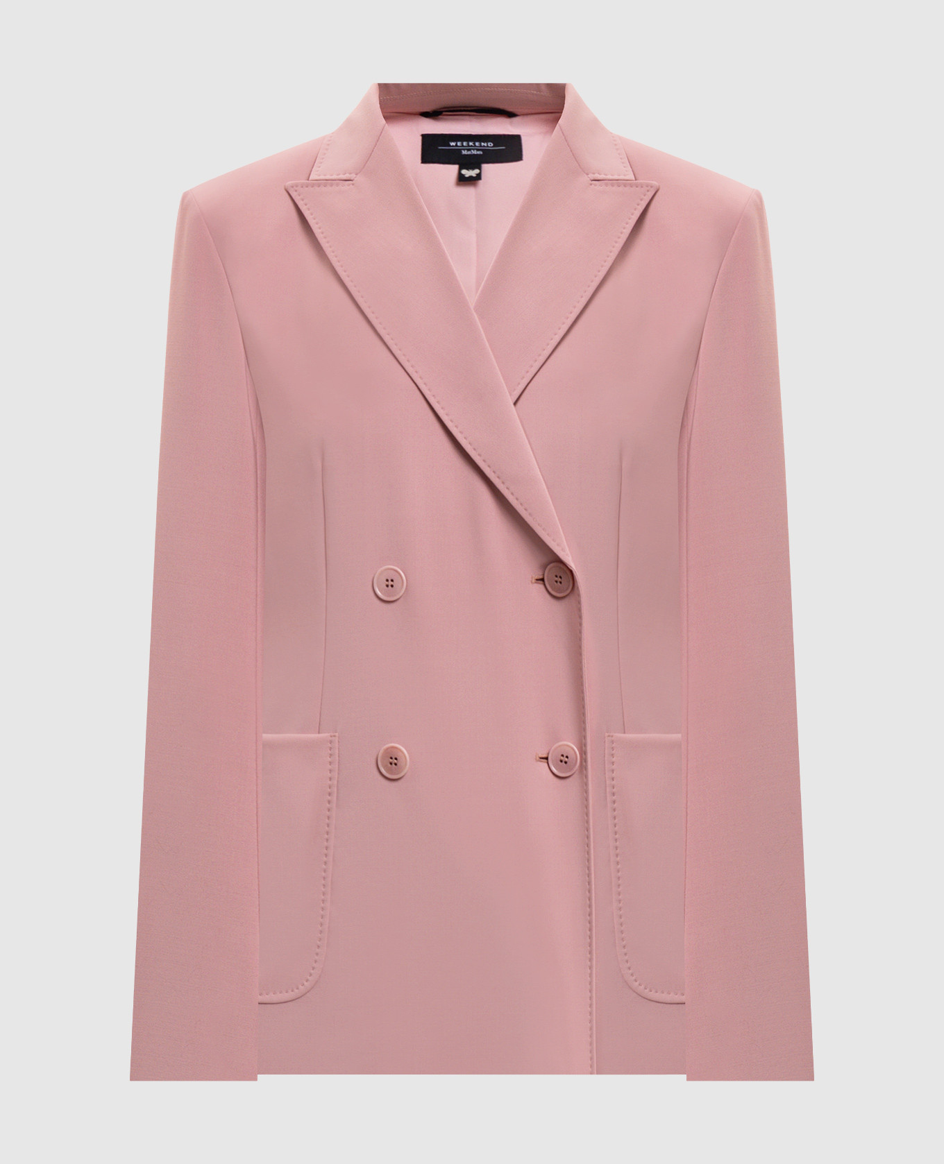 Розовый двубортный жакет ZINNIA из шерсти