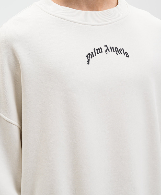 Palm Angels Свитшот цвета айвори с принтом логотипа PMBA08JS26FLE004 изображение 5