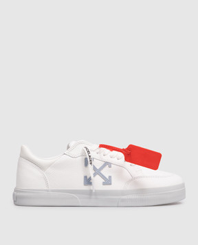 Off-White Белые кожаные кроссовки Vulc Low с эмблемой OMIA293S26LEA001