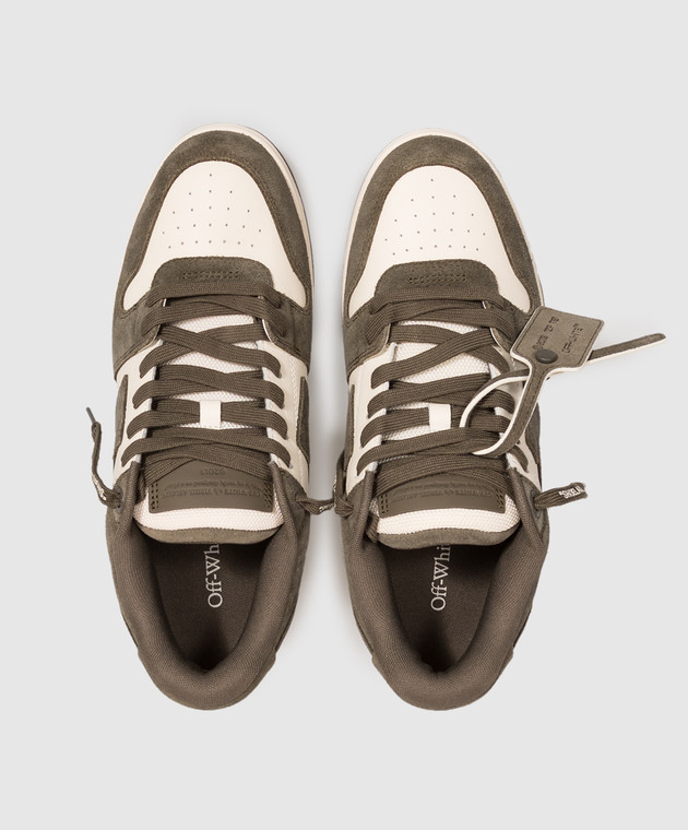 Off-White Кожаные кроссовки Out Of Office цвета хаки OF05728310 изображение 4