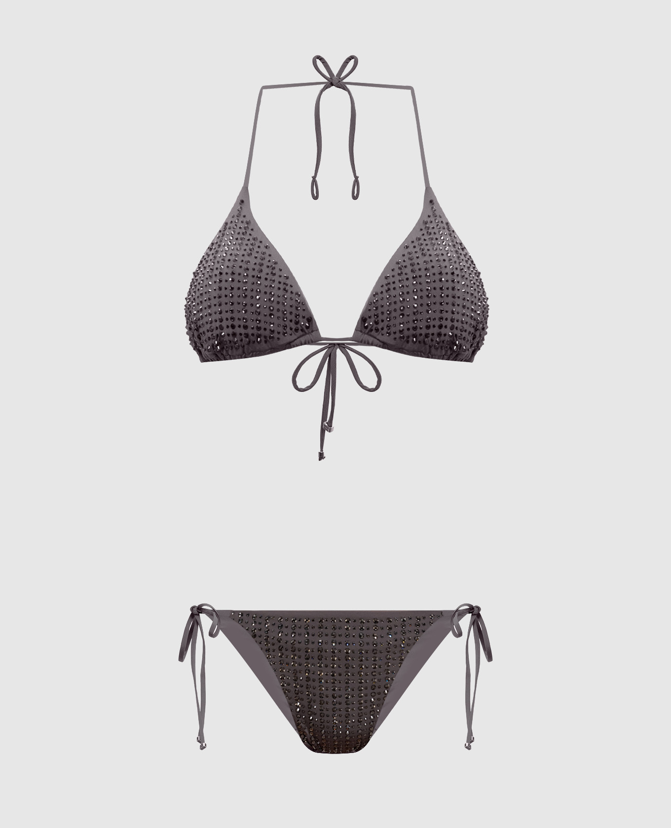 Серый купальник MALIBU с кристаллами