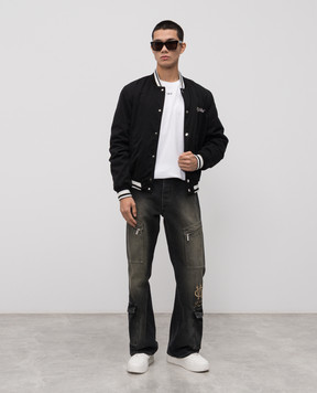 Off-White Чорний бомбер з логотипом 44MEH05FC9F001