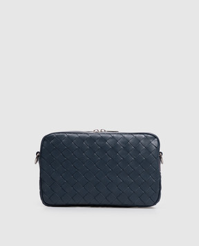 Bottega Veneta Синяя кожаная сумка с брендовым плетением 755923V2HL1