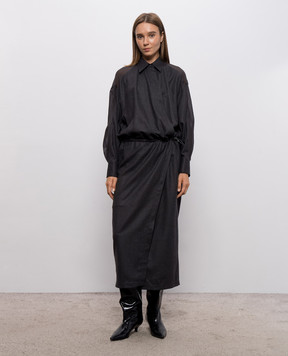 Brunello Cucinelli Серое платье из шерсти MP550AB1A2
