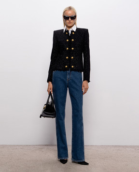 Balmain Сині джинси кльош з патчем логотипа HF1MI071DG08