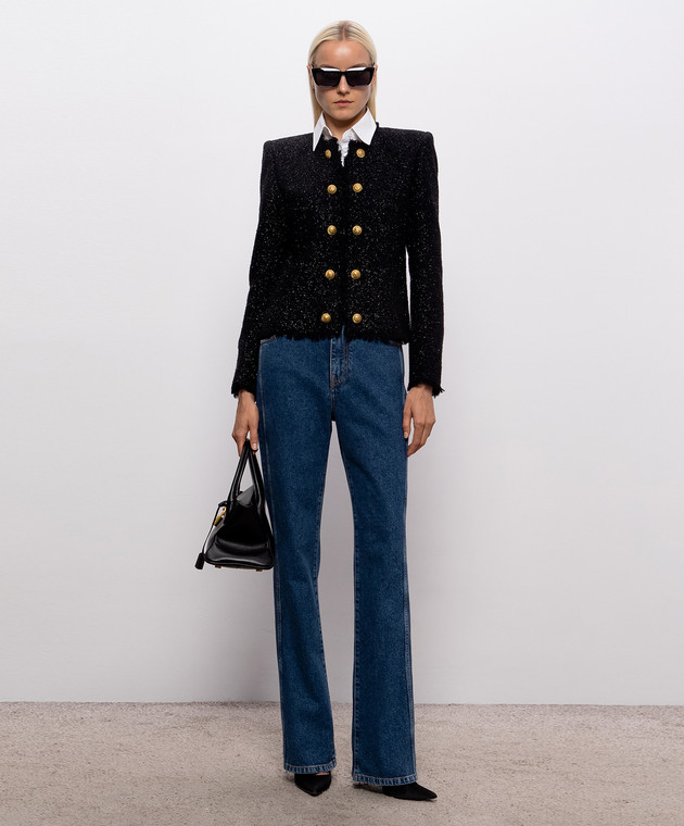Balmain Синие джинсы клеш с патчем логотипа HF1MI071DG08 изображение 2