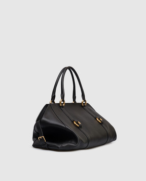 Alexander McQueen Черная кожаная сумка Farringdon Maxi 8456431VDEB