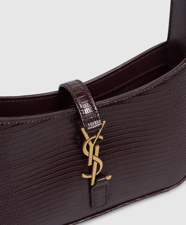 Saint Laurent Бордова шкіряна глянцева сумка LE 5À7 з тисненням під шкіру рептилії 710318EABAN зображення 4