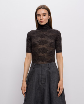 Brunello Cucinelli Темно-коричневий топ у візерунок MFR491704P