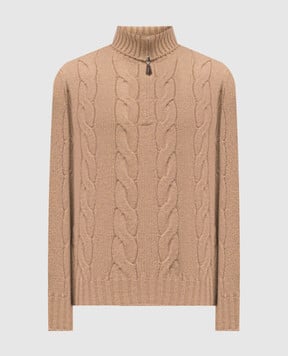 Loro Piana Бежевий светр Napier з кашеміру у візерунок FAP6072
