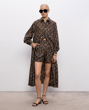 Max Mara Чорні шорти QUINOA із шовку в принт MXMQUINOA