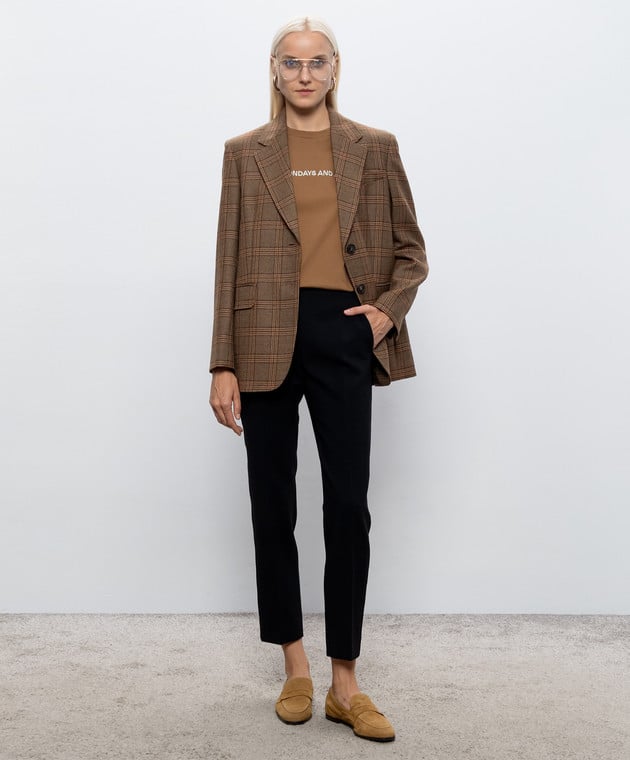 Max Mara Коричневая футболка LEXPLOIT с вышивкой MMLEXPLOIT изображение 2