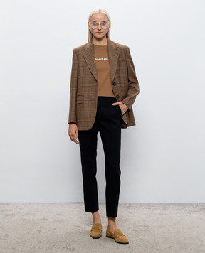 Max Mara Коричневая футболка LEXPLOIT с вышивкой MMLEXPLOIT