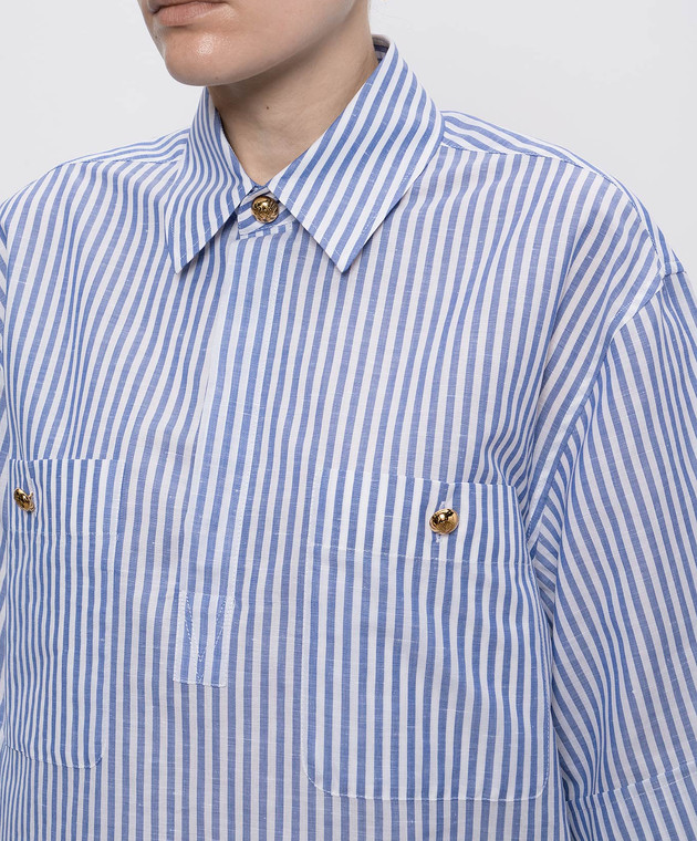 Valentino Рубашка с леном в полоску 8V0AAF26BH0 изображение 5