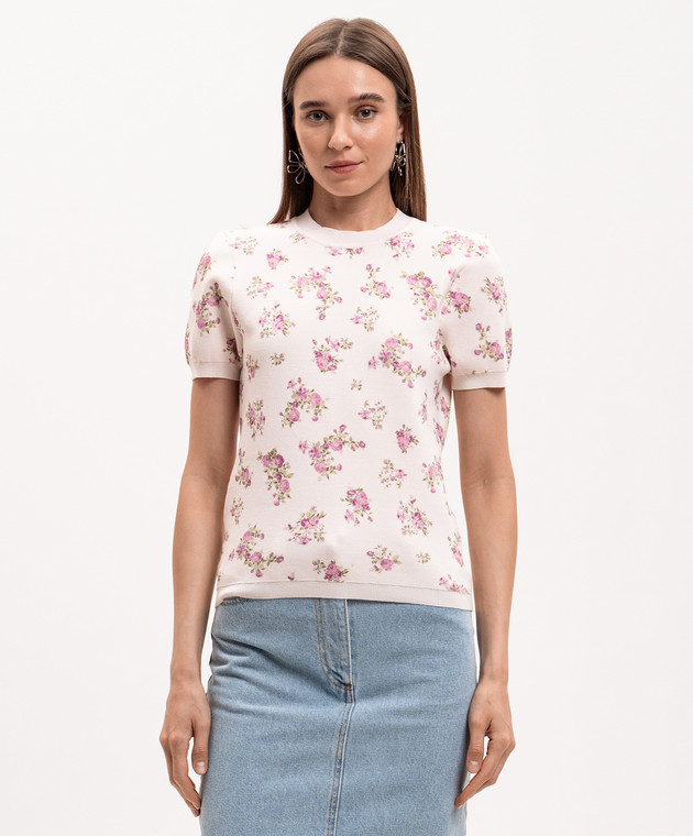 Magda Butrym Розовая футболка в принт KNITWEAR19TOP390526 изображение 2