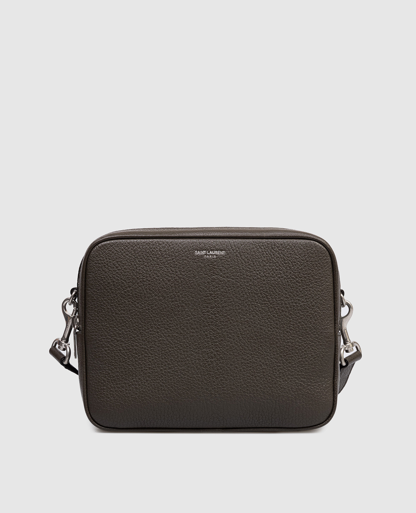 Коричневая кожаная сумка с принтом логотипа