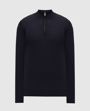 Brunello Cucinelli Темно-синій джемпер з вовни та кашеміру M2400124