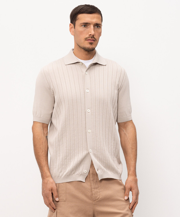 Brunello Cucinelli Бежевая рубашка с короткими рукавами M29204006 изображение 3