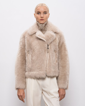 Brunello Cucinelli Бежевая шуба из овчины MPMFL7989