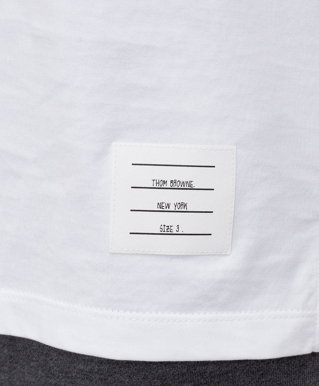 Thom Browne Белая футболка с нашивкой MJS067A00042 изображение 5