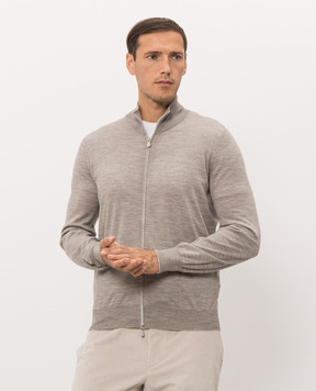 Brunello Cucinelli Сірий кардиган з кашеміру на блискавці M2400106