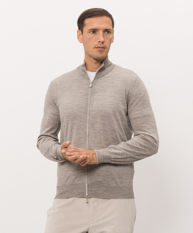 Brunello Cucinelli Серый кардиган с кашемиром на молнии M2400106 изображение 3