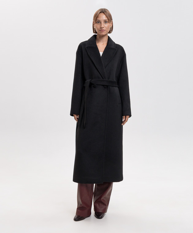 Twinset Черное двубортное пальто с шерстью 262AP2140 изображение 3
