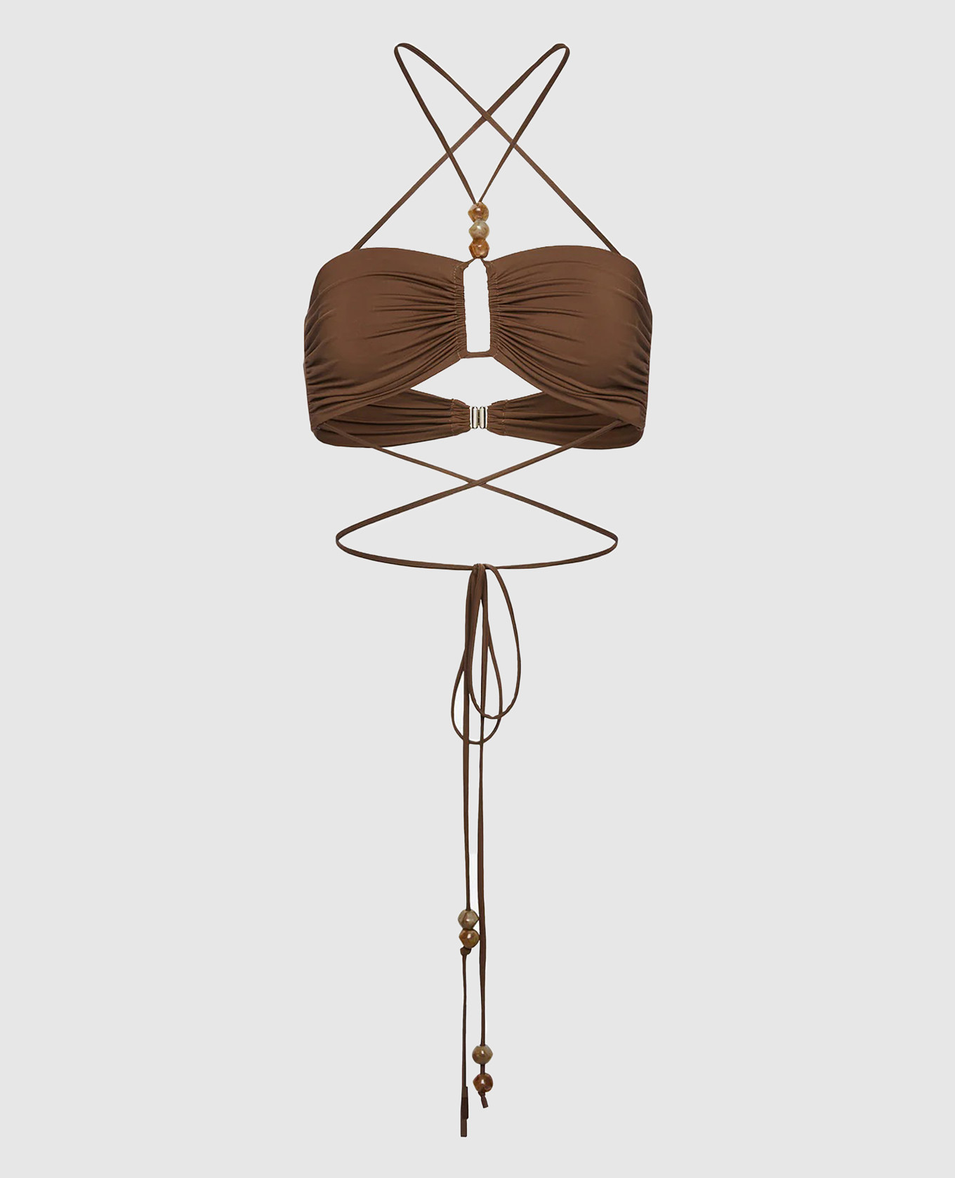 

Коричневый лиф от купальника с бусинами, Лиф от купальника