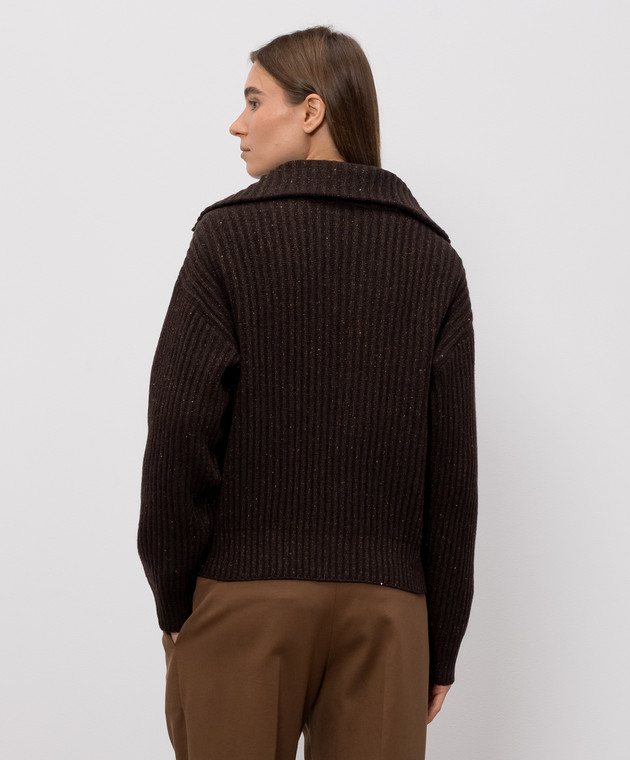 Brunello Cucinelli Коричневий кардиган з кашеміру та шовку MBM753506P зображення 4