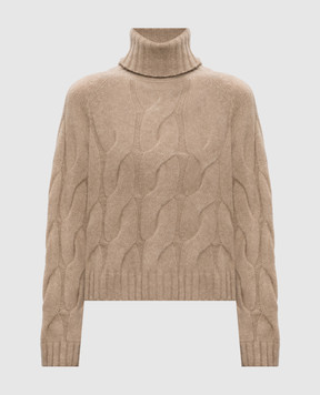 Allude Бежевий светр з кашеміру та шовку у візерунок 25577003