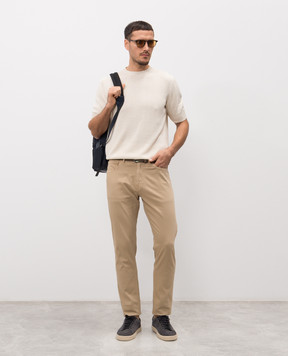 ISAIA Бежеві штани з патчем логотипа PNT005X0059