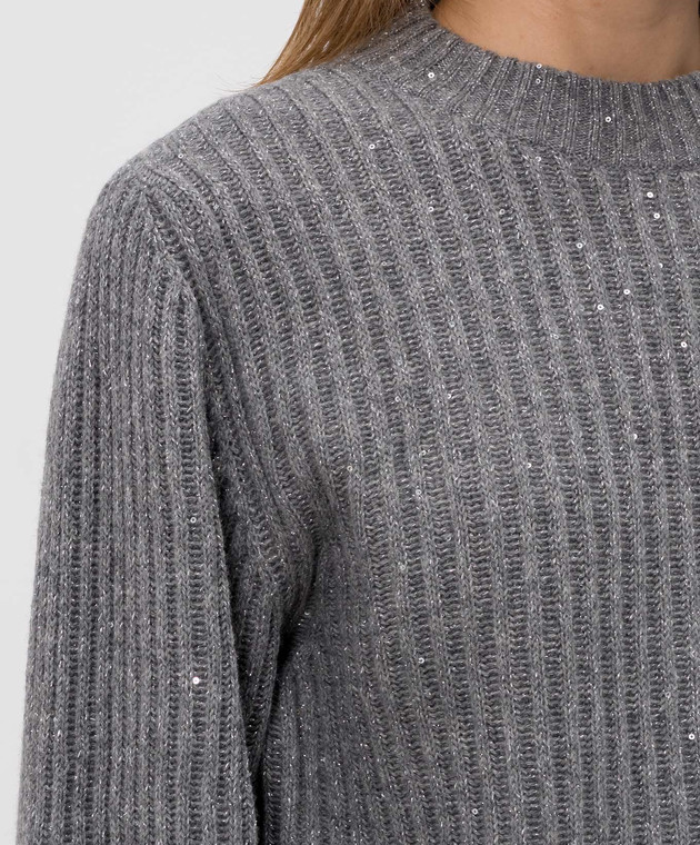Brunello Cucinelli Сірий светр з кашеміру та вовни MBM753500P зображення 5