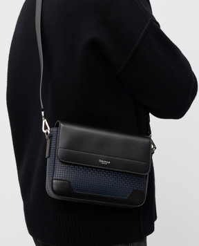 Serapian Синя шкіряна сумка-месенджер з логотипом SRSTSMML735024AC20