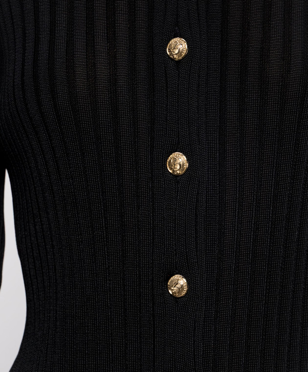Balmain Чорний кардиган в рубчик SH0000000014 зображення 4