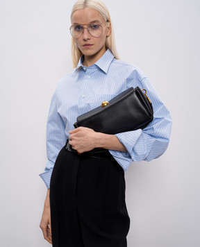 Ami Paris Черная кожаная сумка-багет Carrousel ULL027AL0103