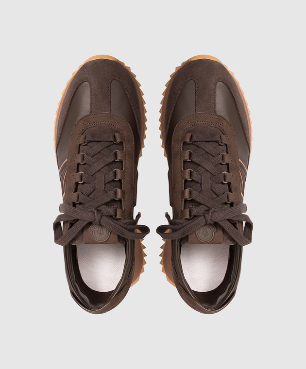 Moncler Коричневые кожаные кроссовки Pacey2 с логотипом L209A4M00130N0547 изображение 4