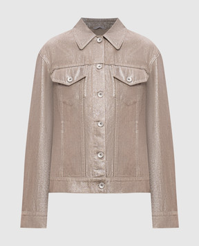 Brunello Cucinelli Бежева джинсова куртка з люрексом ML1097328P