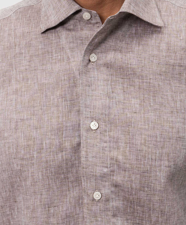 Enrico Mandelli Коричневая рубашка из льна CUBANA5701 изображение 5