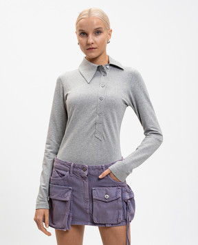 The Attico Серое меланжевое поло с логотипом 260WCI00031JJF006AA