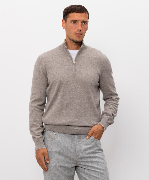 Brunello Cucinelli Джемпер бежевого цвета из кашемира M2200124 изображение 3
