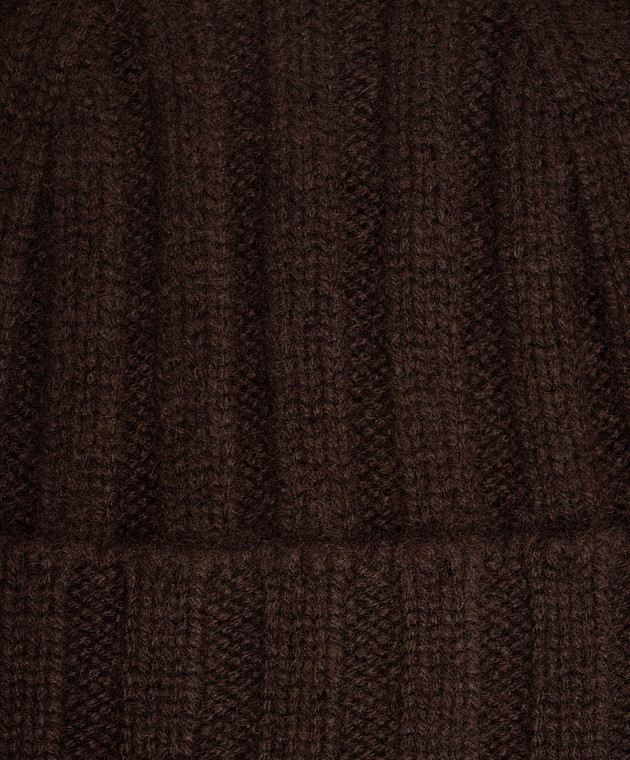 Castangia dal 1850 Коричневая шапка в рубчик из кашемира CACHEMIREHAT изображение 4