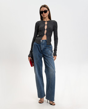 AMIRI Чорний кардиган в рубчик з люрексом AWTOKN1015