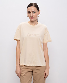 Twinset Бежева футболка з вишивкою 261TP2343