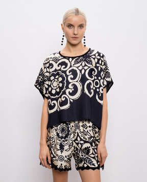 Maurizio Чорний топ із шовку в принт MZS6W08060481
