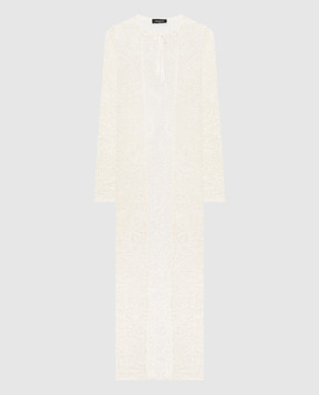 Fabiana Filippi Ажурний подовжений кардиган кольору айворі з паєтками MAD276F507D864