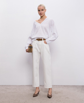 Brunello Cucinelli Белый пуловер из льна MDT746412