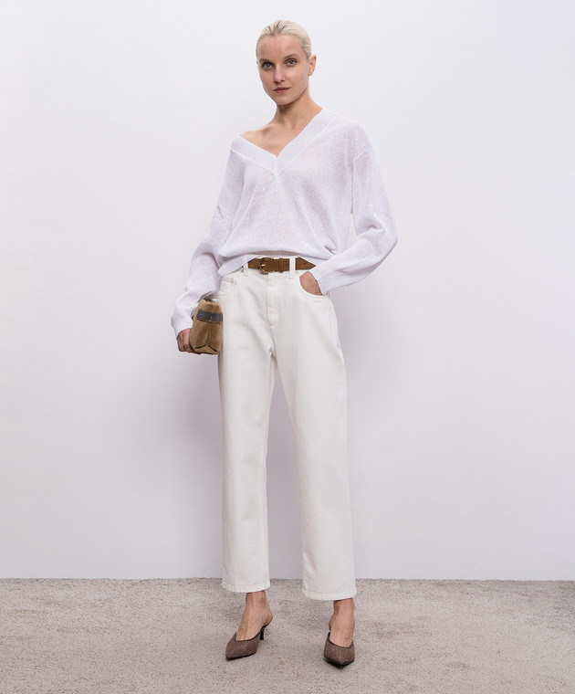 Brunello Cucinelli Білий пуловер з льону MDT746412 зображення 2