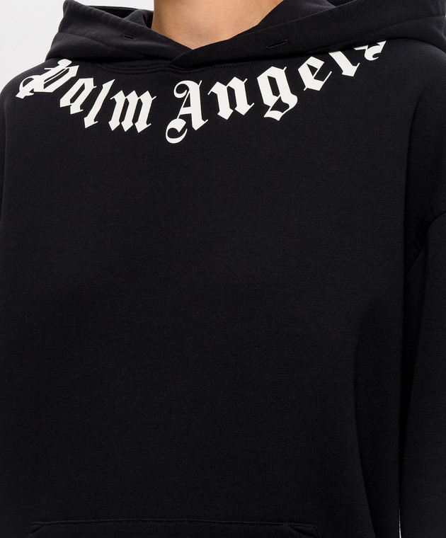 Palm Angels Чорне худі з принтом логотипа PAMBB003FL001w зображення 5