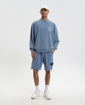 Stone Island Блакитний світшот з принтом логотипа L1S156100001S0283